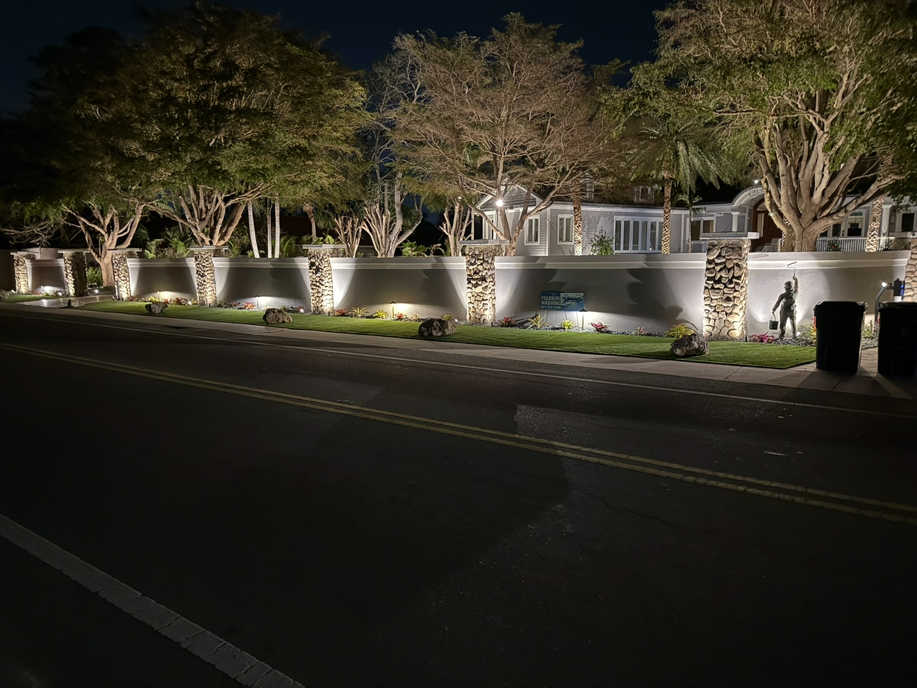 Upscale estate perimeter and driveway lighting